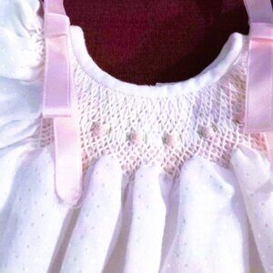 Hand Crafted, Smocked Baby Gown, Made in France by Luz Lyon